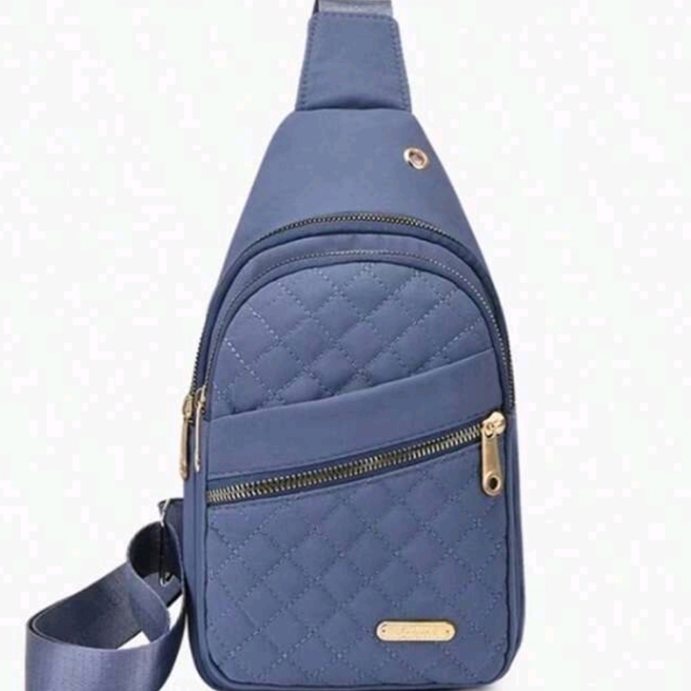 Stylish Blue Quilted Sling Bag